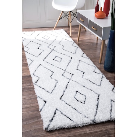 Nuloom Beaulah Modern Trellis Shag Area Rug 2ft 6in x 6ft HJKZ01A-2606